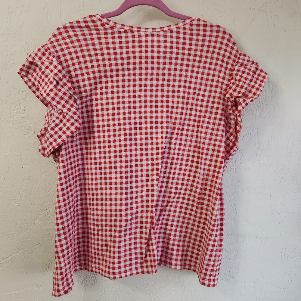 Belle & Isle Ruffled Sleeve Pullover Gingham Design Shirt Size 1 P2p 23 - Picture 2 of 6